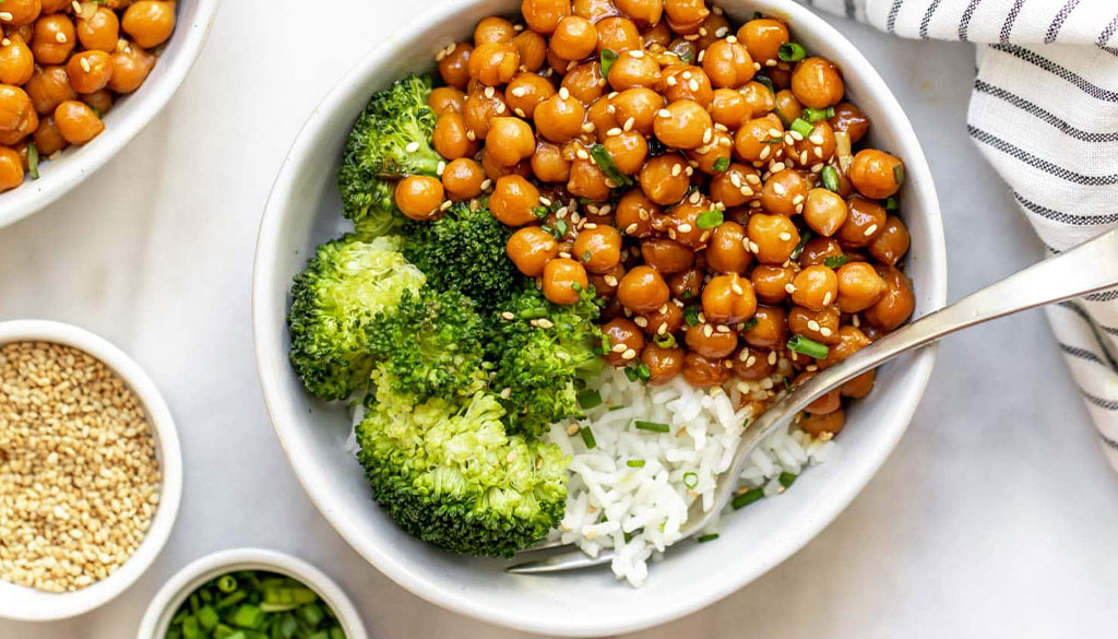 Vegan Sticky Sesame Chickpea from Eat with Clarity by Claire Cary