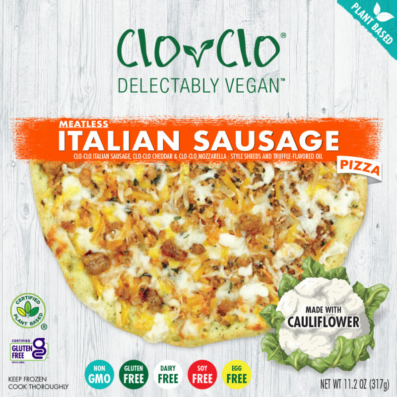 CLO-CLO Vegan Foods Italian Sausage Pizza Box Front